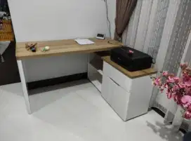 Meja kerja meja belajar meja L minimalis libre 150 white