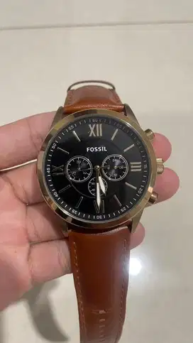 Jam Tangan Fossil Pria Chronograph Leather Cokelat - Bekas Mulus