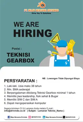 LOWONGAN TEKNISI GEARBOX