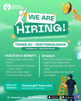 TEKNISI AC NON PENGALAMAN