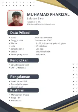 Pengalaman resto bidang waiters dan kitchen staff steward