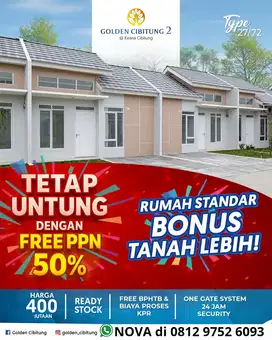 Bombastis Rumah Tanah Lebih Bayar Harga Standard di Golden Cibitung 2