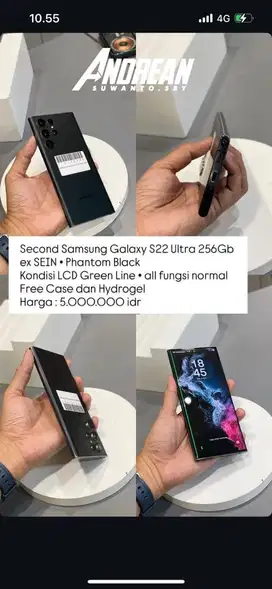 Samsung s22 ultra 256 minus lcd garis