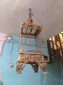 Kandang burung kecil ukir kayu sonokeling