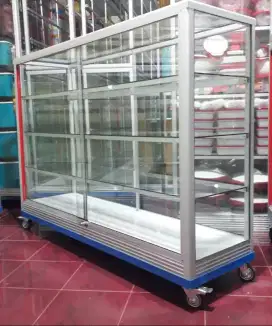 Etalase Pakai RODA BESAR & SIKU BESI Panjang 1,5M Multifungsi