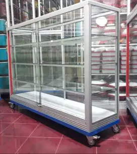 Etalase 1,5M x 1M Pakai Siku Besi + RODA BESAR Perlengkapan Usaha