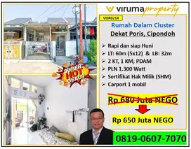 VOR0214 - Rumah Dalam Cluster, Dekat Poris, Tangerang