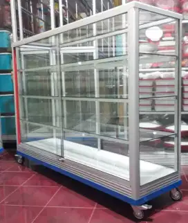 Etalase 1,5M x 1M Pakai Siku Besi + RODA BESAR Buat Jualan