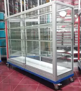 Etalase 1,5Mx1M Pakai Siku Besi + RODA BESAR Siap Kirim