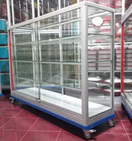 Etalase 1,5Mx1M Pakai Siku Besi + RODA BESAR Barang Ready