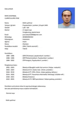 Cari kerja berdasarkan cv