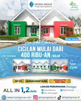 Rumah Murah harga 185 Juta Dekat Cibubur Booking Hanya 500 Ribu cicila