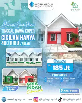 Rumah Subsidi Rasa Komersil Dekat Pasar Cibarusah, cicilan hanya 400 r
