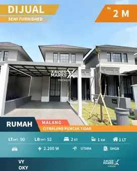 Rumah Semi Furnish Bagus Modern di Citraland Puncak Tidar Malang