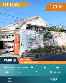 Dijual Pabrik Aktif Lokasi Strategis di Bandulan Malang