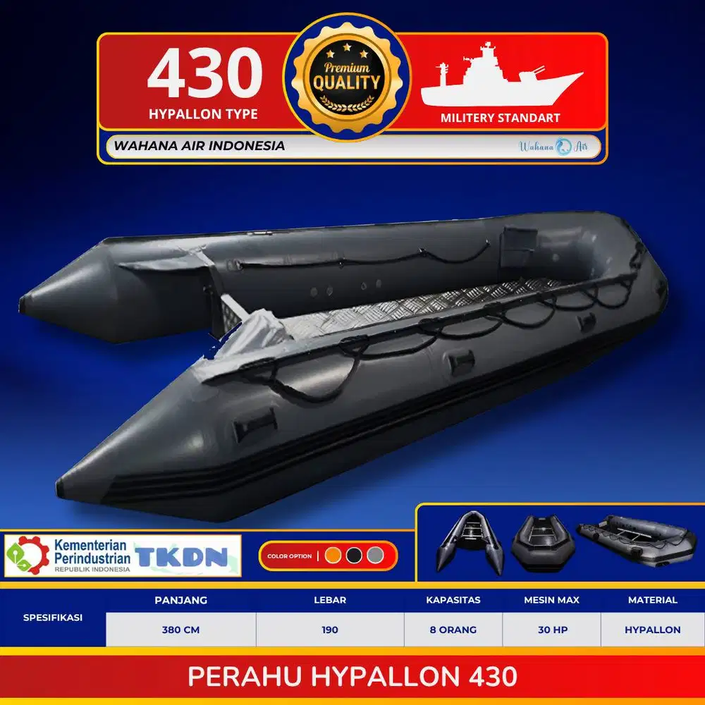 PERAHU HYPALLON 430 BERKAPASITAS 8 ORANG | PERAHU STANDAR MILITER