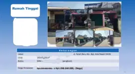 Dijual Rumah Usaha Kios Tanah Baru Beji Depok
