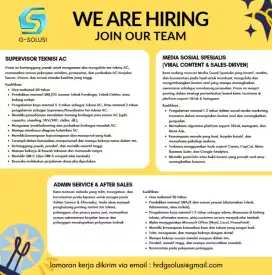 LOWONGAN KERJA STAF ADMIN, TEKNISI, CONTEN CREATOR