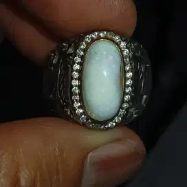 White Opal kalimaya Banten ring handmade