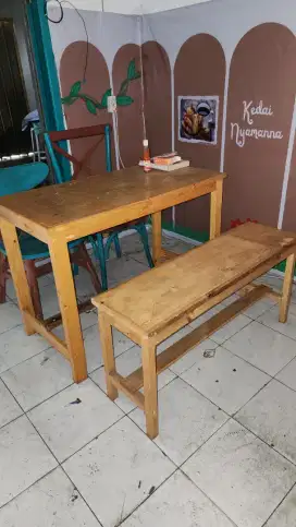 Meja Kursi Panjang Kayu Jati Belanda