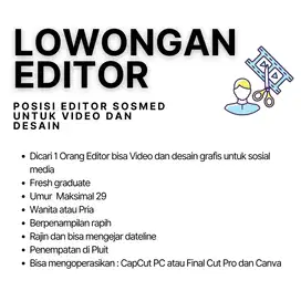 Lowongan Editor 1 Orang untuk yang bisa capcut pc dan Canva - sosmed