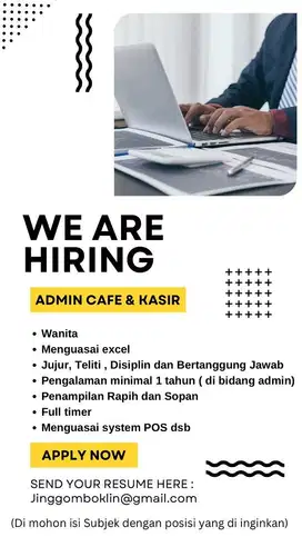 Dicari Segera Lowongan Kerja Admin Cafe