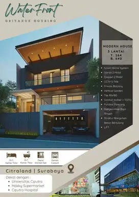 3 Lantai Modern Minimalis Mewah New Gres Citraland Waterfront Surabaya