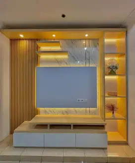 backdrop tv, kitchen set, design interior