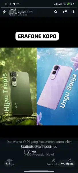 PRE ORDER VIVO Y400 & V50 CASHBACK 500K!