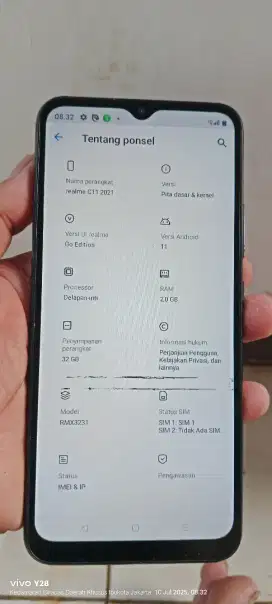 Realme c11.  2/32. Mnus garis item dkit di tengah
