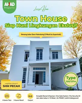 TOWNHOUSE 2 LANTAI TERMURAH DI DEMANG LEBAR DAUN