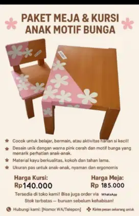 Meja kursi motif bunga