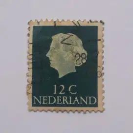 Perangko Queen Juliana 12 cent, Used, Preloved, Original Autentik.