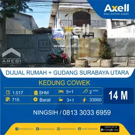 Rumah + Gudang Kedung Cowek Dijual
