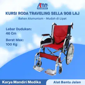 Kursi Roda SELLA 908 LAJ / Kursi Roda Lipat Semi-Travel Alumunium