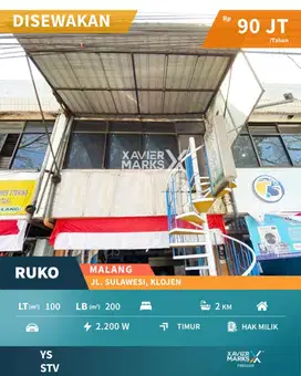 Disewakan Murah Ruko Siap Huni di Jl Sulawesi Klojen Kota Malang