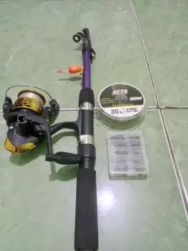 Joran + reel lengkap bonus senar + kail