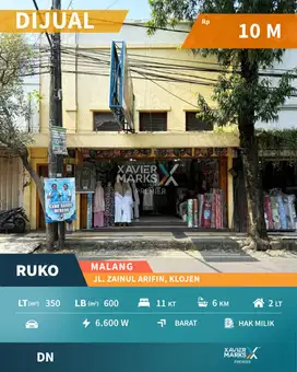 Dijual Ruko di Poros Jalan KH Zainul Arifin, Klojen Kota Malang