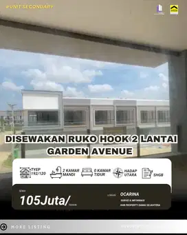 Disewakan Ruko Hook 2 lantai Garden Avenue