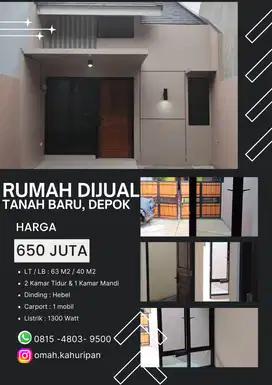 RUMAH SIAP HUNI DEKAT TOL KUKUSAN DEPOK
