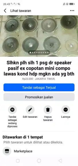 Slhkn plh slh 1 psg dr speaker pasif ex copotan mini compo kond hdp