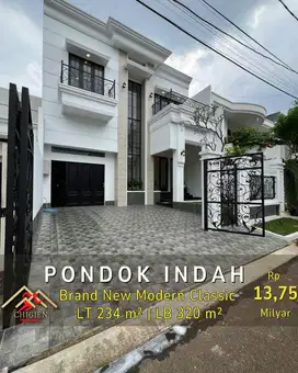 DIJUAL RUMAH DESIGN MODERN CLASSIC DI PONDOK INDAH JAKARTA SELATAN
