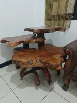 Kursi ukir dan meja akar jati