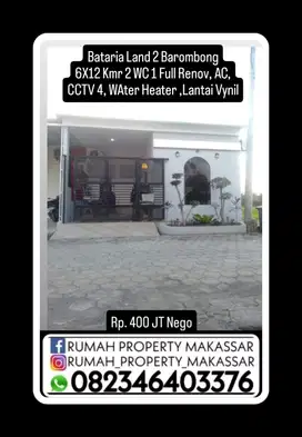 Bataria Land 2 Barombong Sudut menghadap ke timur, 6x12 / 72m2  KT2 1