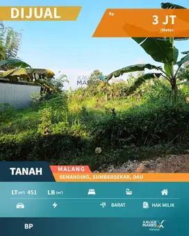 Dijual Tanah Kavling Strategis di Semanding Dau Malang