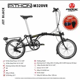 Sepeda lipat trifold Pacific Pithon 3 speed ringkes travel urban