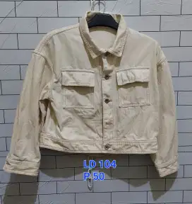 Jaket Jeans crop Cream Uniqlo