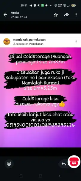 Di Sewakan Ruko lokasi strategis
