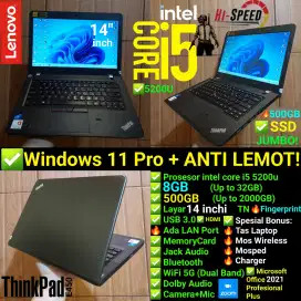 Laptop Core i5 5200U RAM 8GB SSD 500GB Thinkpad Lenovo 14in