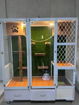 Kandang Kucing Tingkat + Play Ground